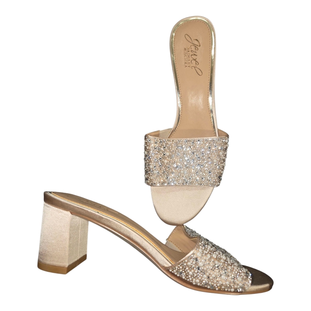 New Jewel Badgley Mischka Glittering Gold Heels